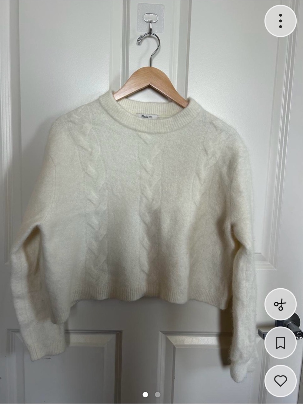 Madewell Cream Cable-Knit Crewneck Sweater